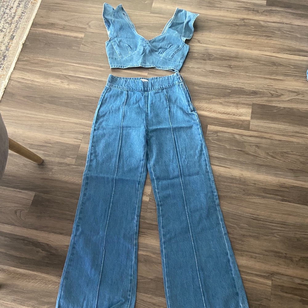 Lulus denim two piece set